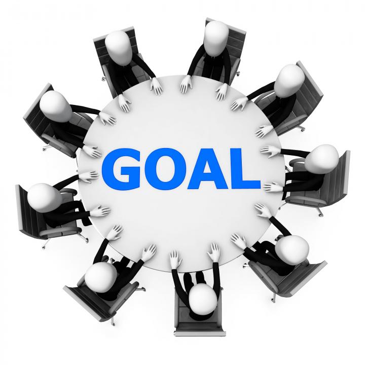 3d Businessmen With Roundtable Goal Meeting Stock Photo | PPT Images ...