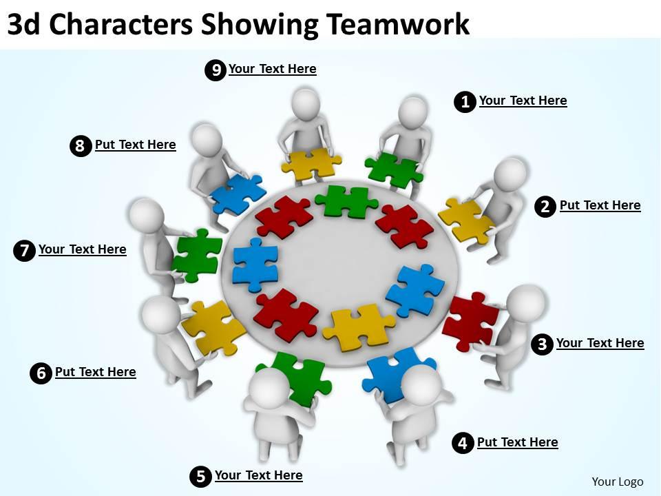 3d Characters Showing Teamwork Ppt Graphics Icons Powerpoint