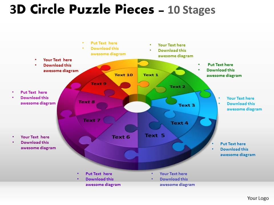 3d circle puzzle diagram flow slide layout 1 Slide01