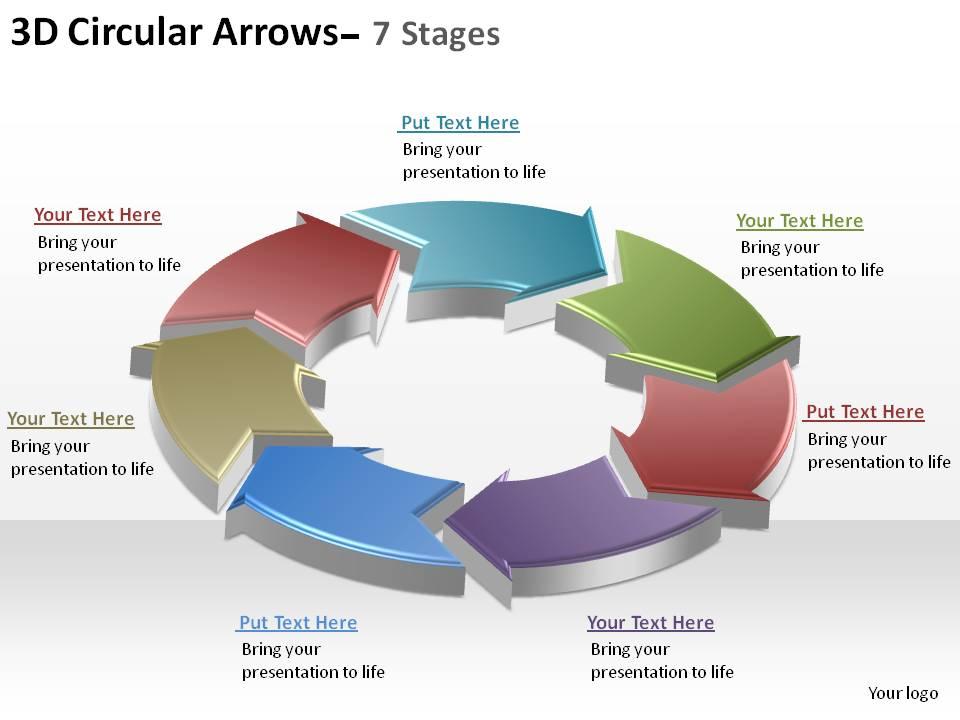 3d circular arrows process smartart 7 stages ppt slides diagrams templates powerpoint info graphics Slide00