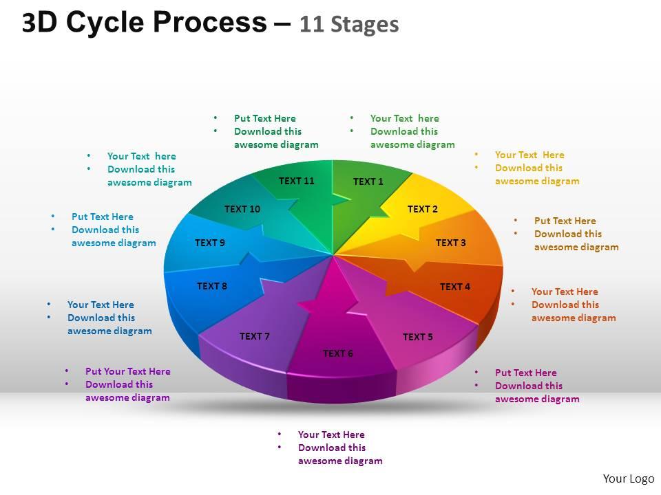 3d_cycle_process_flow_chart_11_stages_style_2_ppt_templates_0412_Slide01