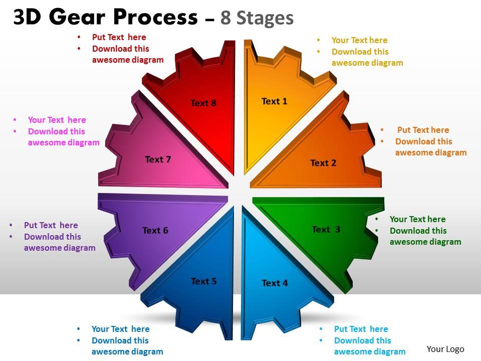 3d gear process 8 stages templates style 1 Slide01