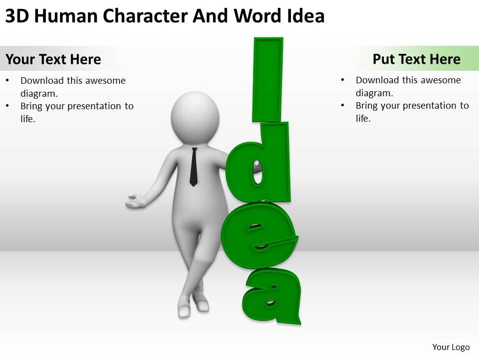 3D Human Character And Word Idea Ppt Graphics Icons Powerpoint ...