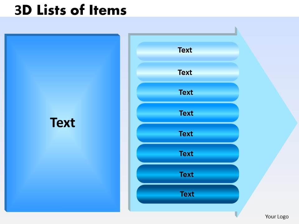 3d lists of items eight steps 2 Slide01