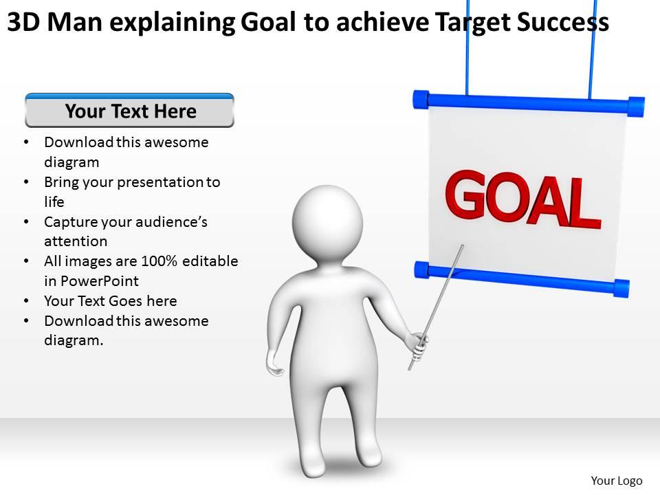 3d_man_explaining_goal_to_achieve_target_success_ppt_graphics_icons_Slide01