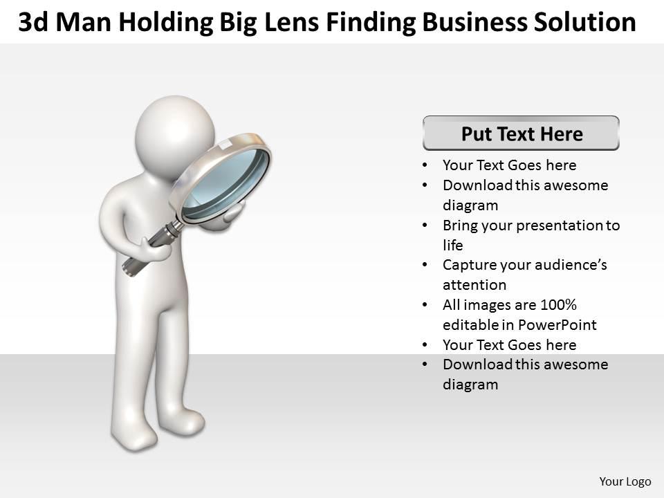 3d_man_holding_big_lens_finding_business_solution_ppt_graphic_icon_Slide01