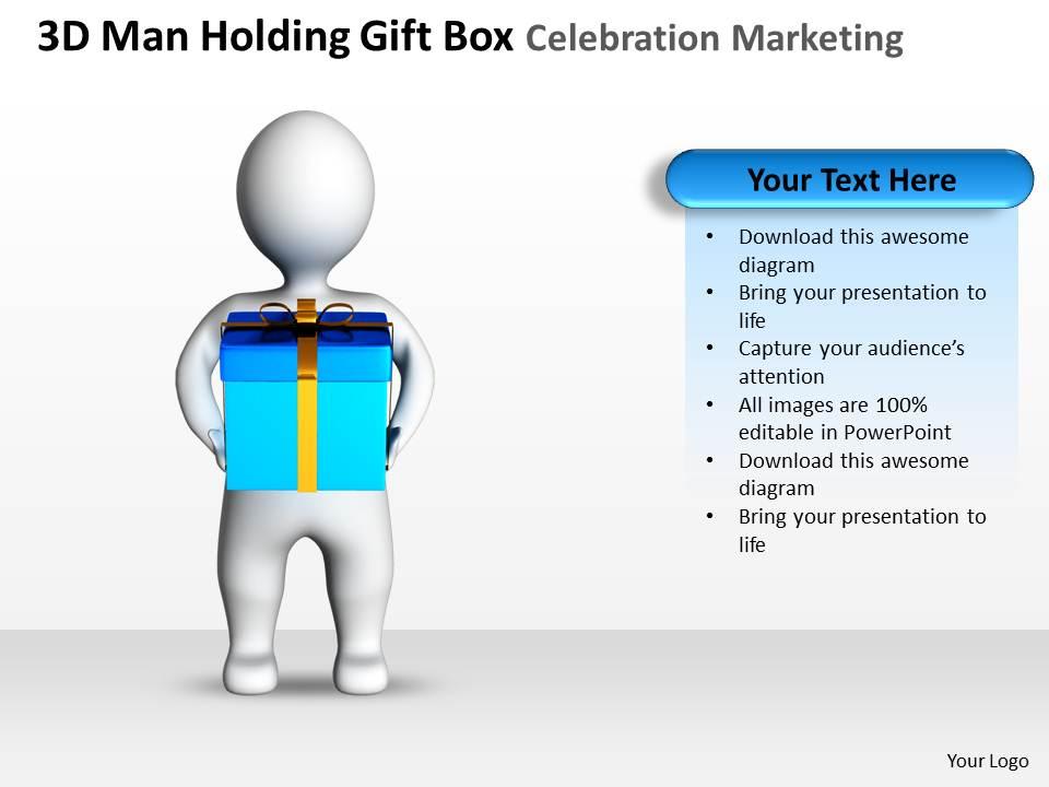3D Man Holding Gift Box Celebration Marketing Ppt Graphics Icons ...