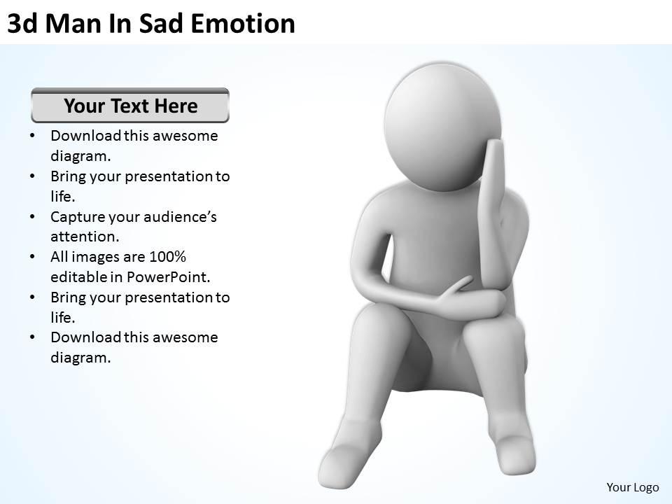 3d man in sad emotion ppt graphics icons Slide00