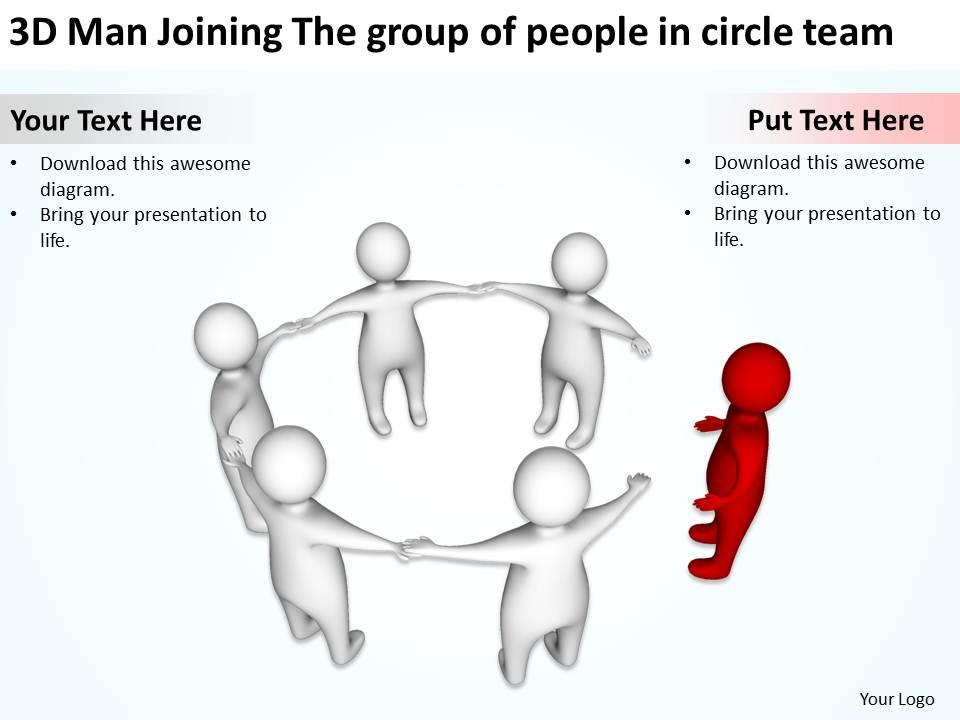 3d man joining the group of people in circle team ppt graphics icons Slide01