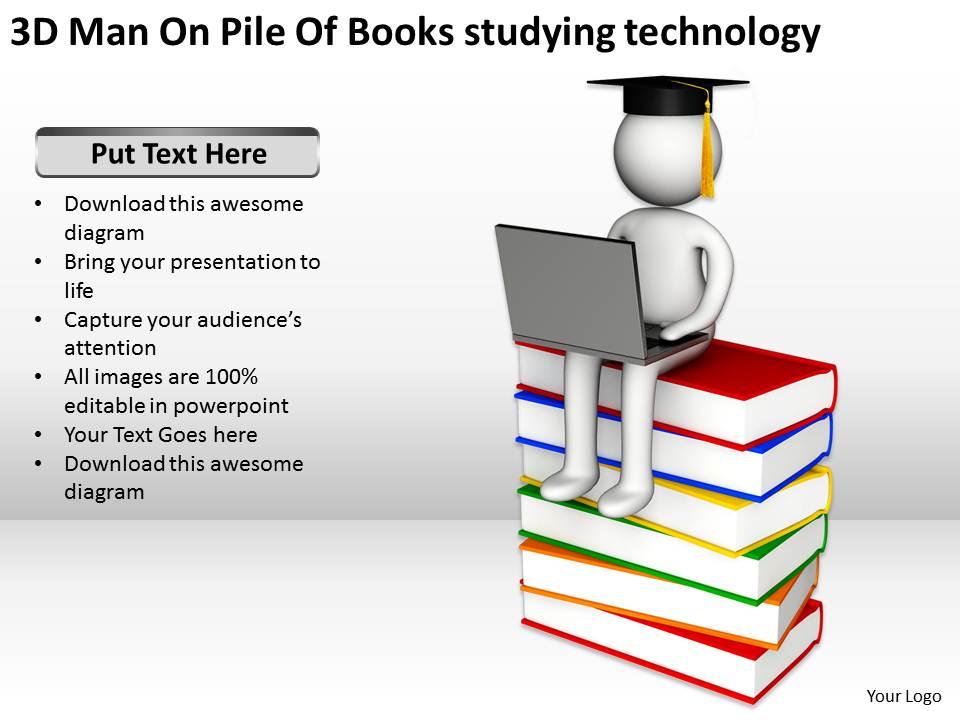 3d_man_on_pile_of_books_studying_technology_ppt_graphics_icons_Slide01