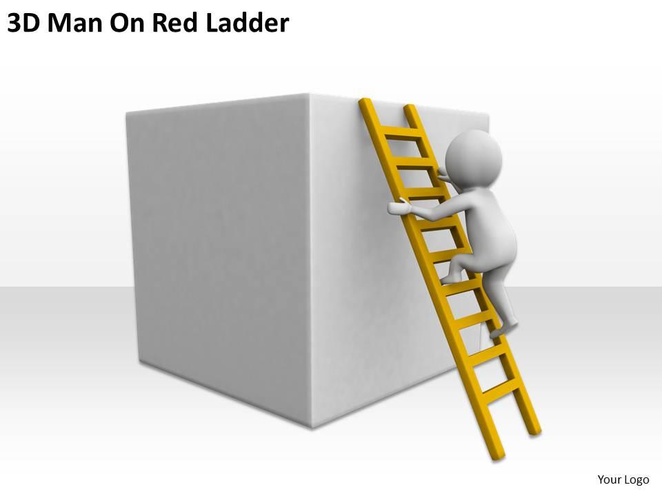 3D Man On Red Ladder Ppt Graphics Icons Powerpoint | PowerPoint ...