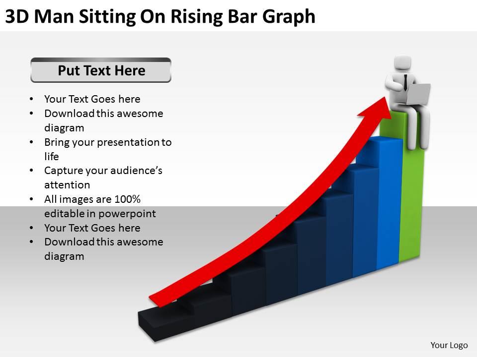 3d_man_sitting_on_rising_bar_graph_ppt_graphics_icons_powerpoint_Slide01