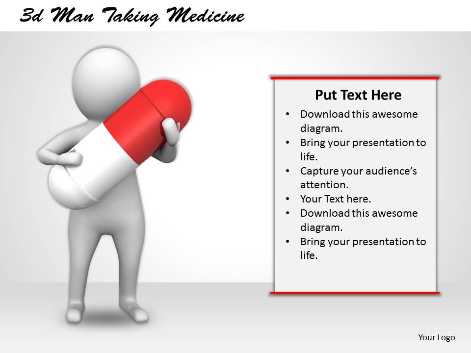 3d man taking medicine ppt graphics icons powerpoint Slide01