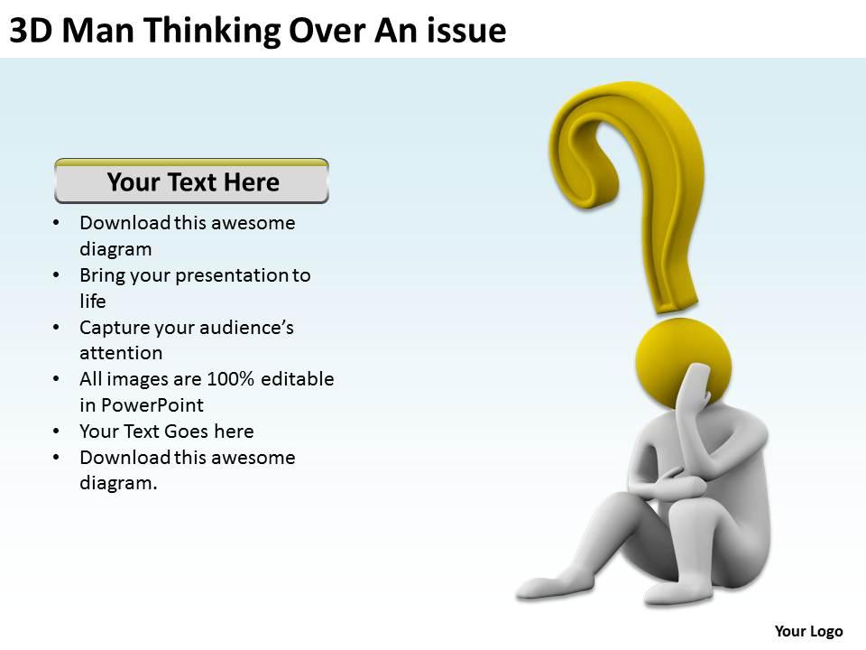 3d man thinking over an issue ppt graphics icons powerpoint Slide01