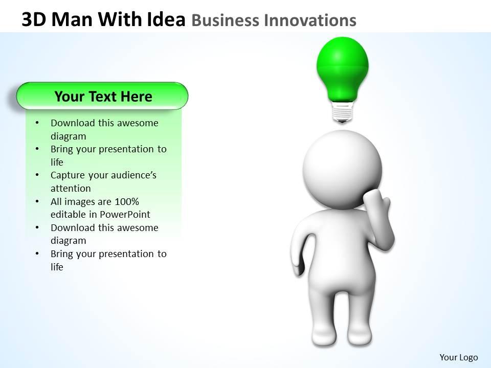 3d man with idea business innovations ppt graphics icons Slide01