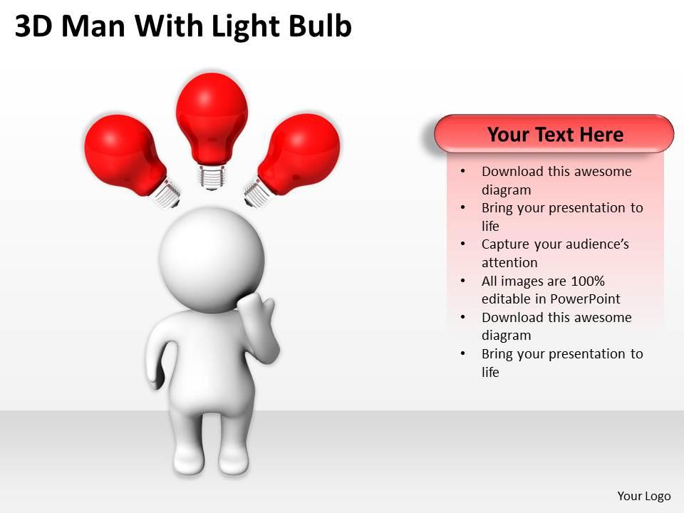 3d man with light bulb ppt graphics icons Slide01