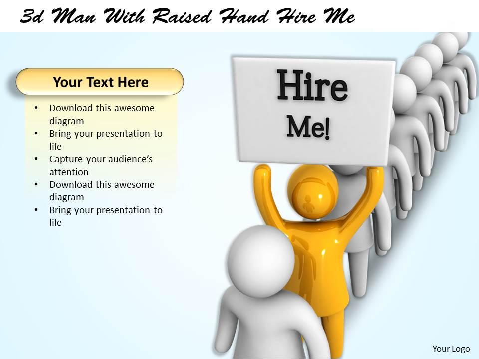 3d man with raised hand hire me ppt graphics icons powerpoint Slide01