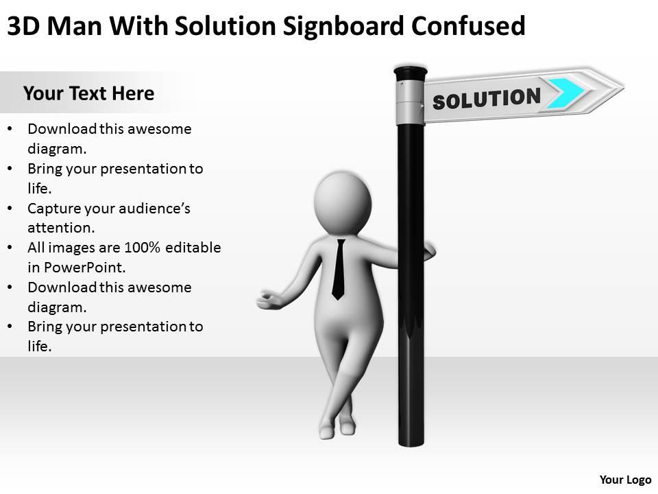 3d man with solution signboard confused ppt graphics icons powerpoint Slide00