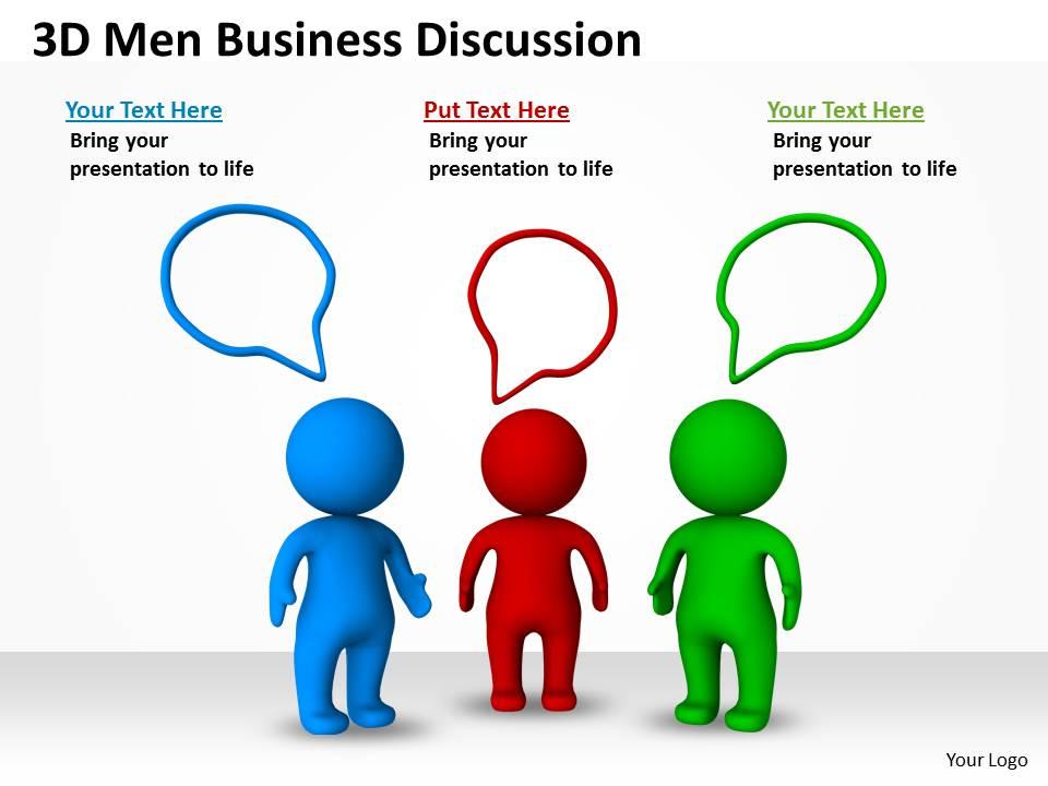 3d men business discussion ppt graphics icons Slide01