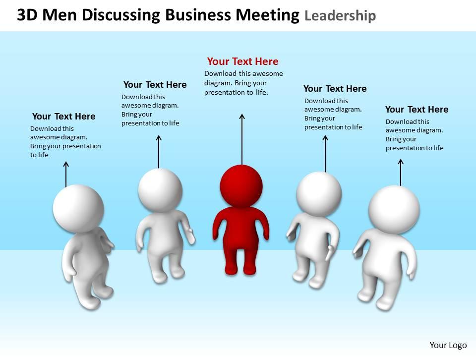 3d men discussing business meeting leadership ppt graphics icons Slide01