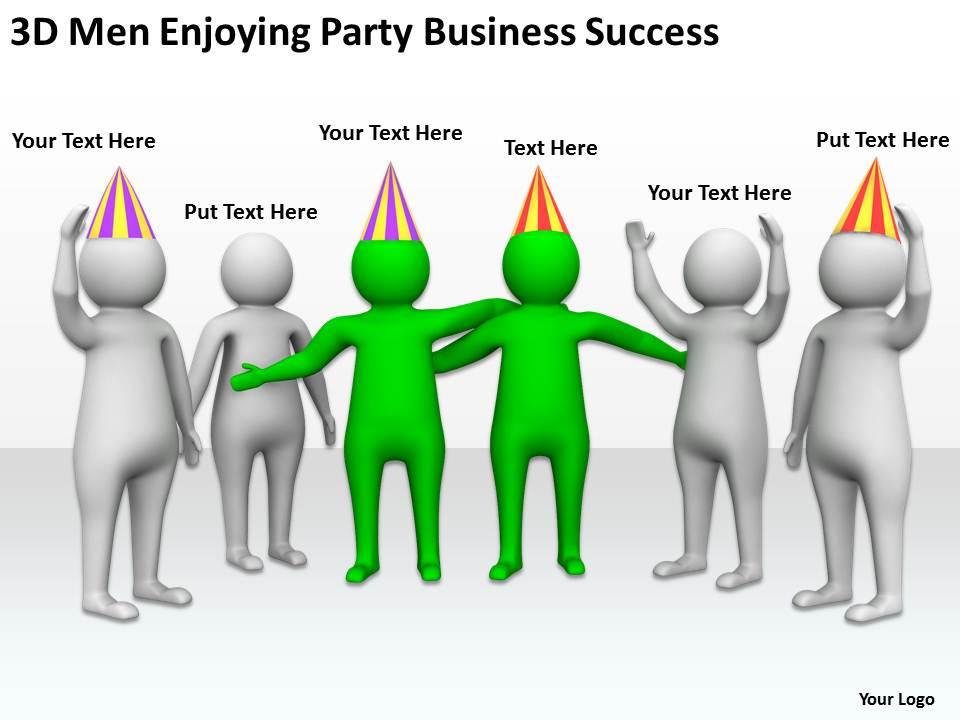 3d men enjoying party business success ppt graphics icons powerpoint Slide00