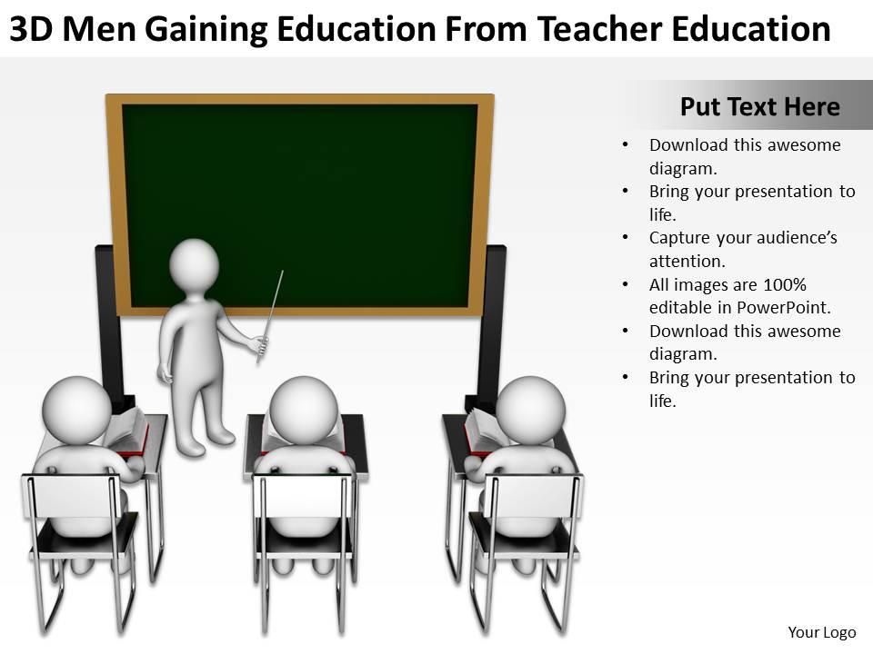 3d men gaining education from teacher education ppt graphics icons Slide01