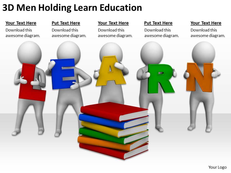 3d men holding learn education ppt graphics icons powerpoint Slide01