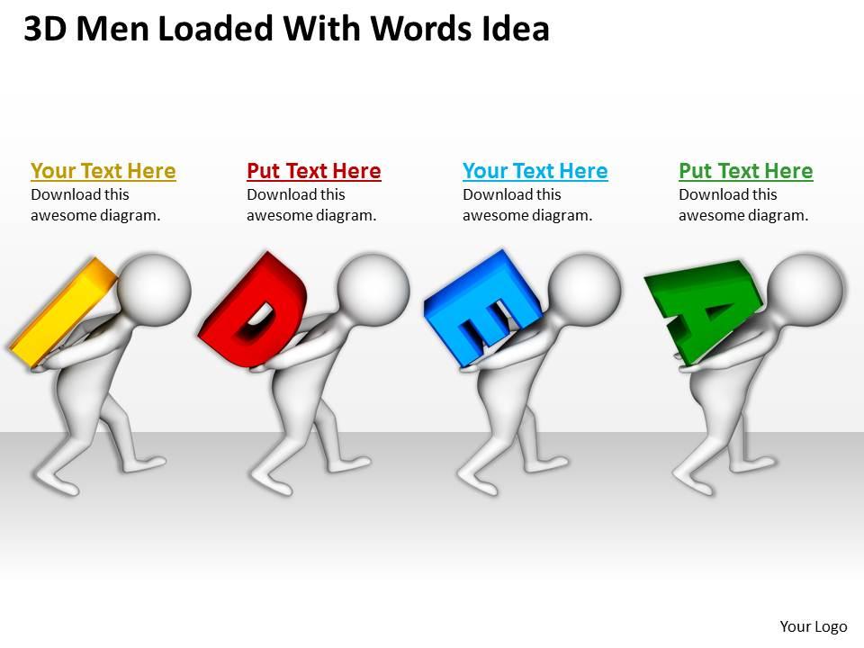 3d men loaded with words idea ppt graphics icons powerpoint Slide00
