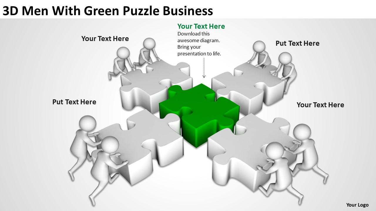 Hommes 3D avec Green Puzzle Business Ppt Graphics Icons Powerpoint