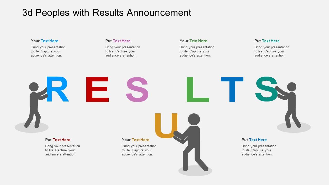 3d peoples with results announcement flat powerpoint design Slide01