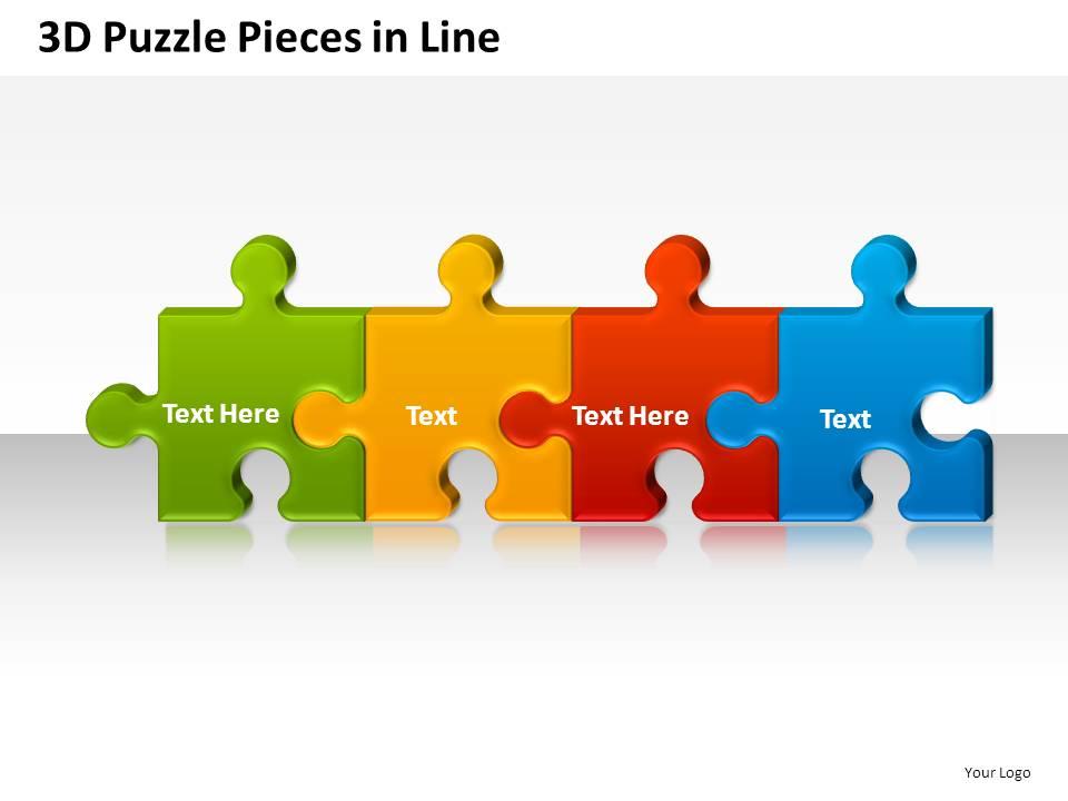 3d puzzle pieces in line powerpoint presentation slides Slide00