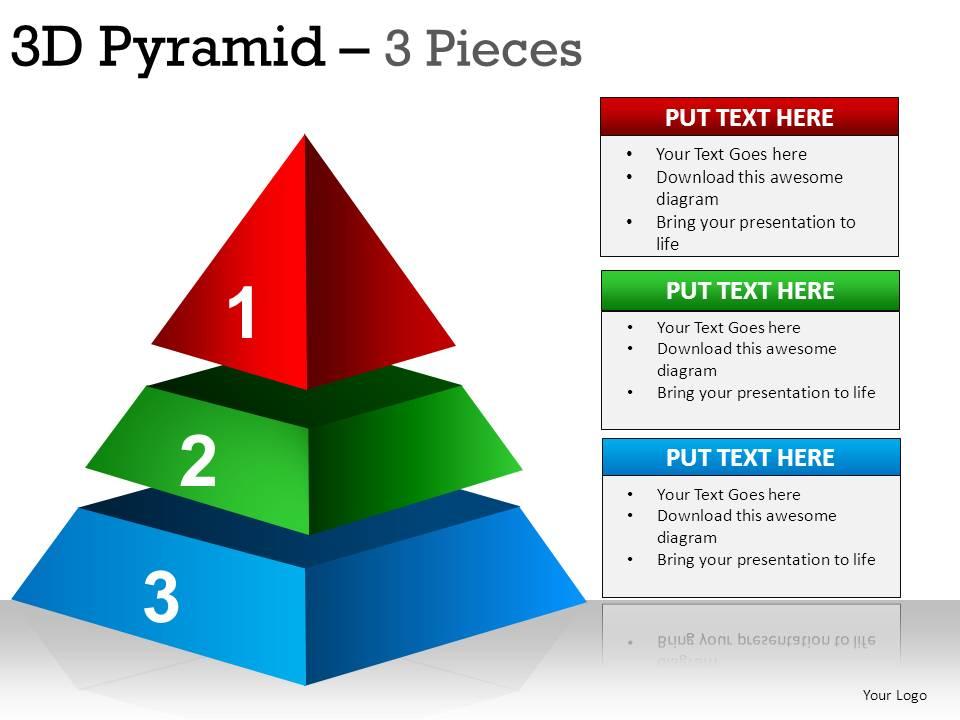 3d pyramid 3 pieces powerpoint presentation slides Slide01