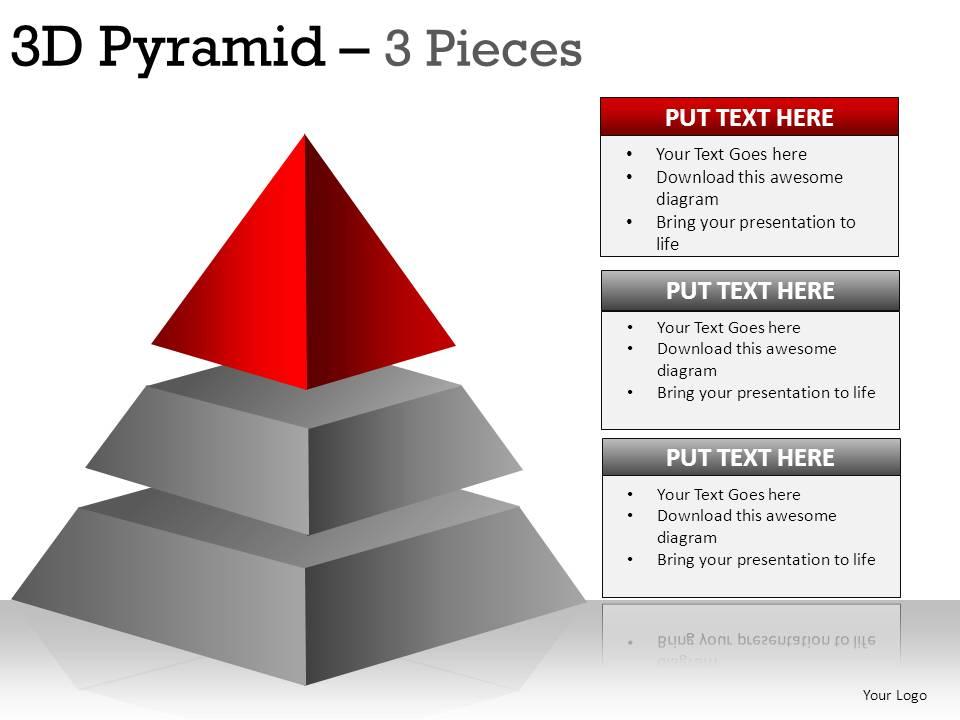 3d pyramid 3 pieces powerpoint presentation slides | Presentation ...