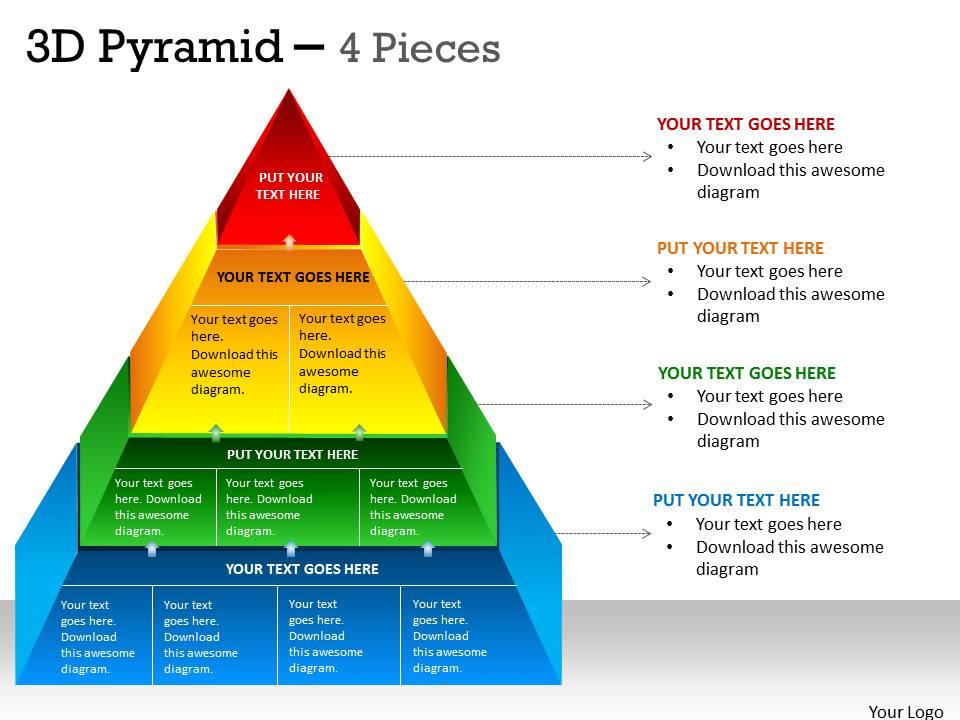 3d pyramid 4 pieces diagram Slide01