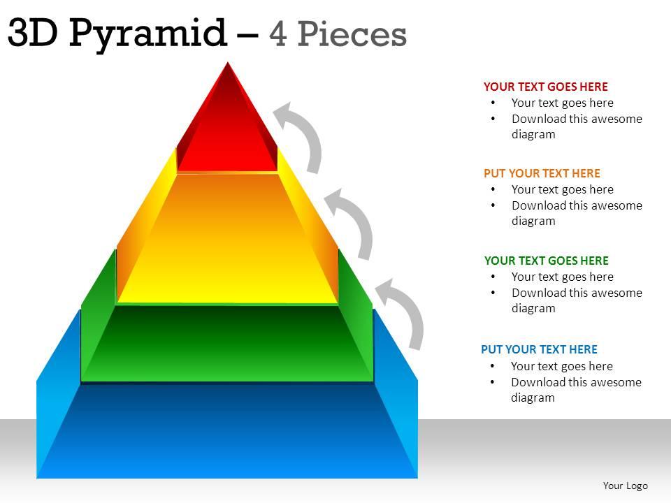 3d pyramid 4 pieces powerpoint presentation slides | Presentation ...
