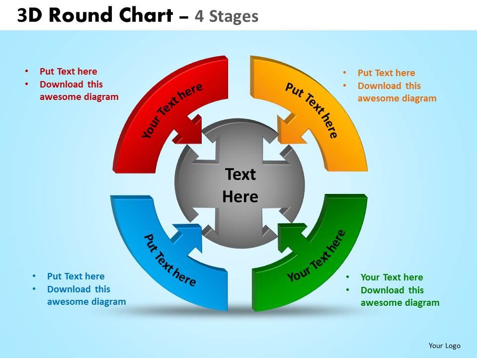 3d round chart 4 stages powerpoint slides and ppt templates 0412 Slide01