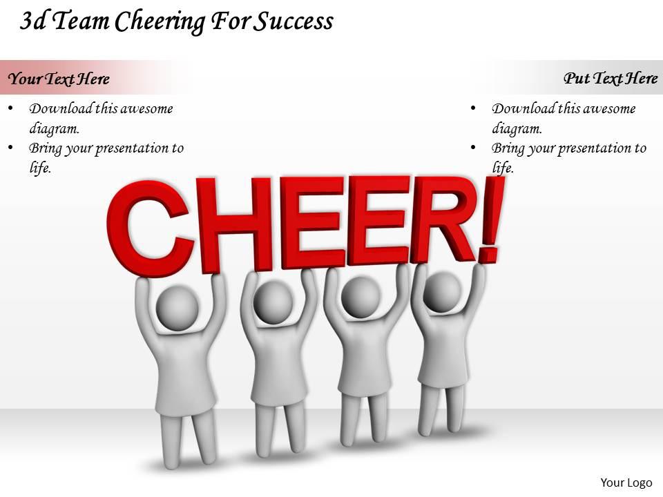 3d team cheering for success ppt graphics icons powerpoint Slide01