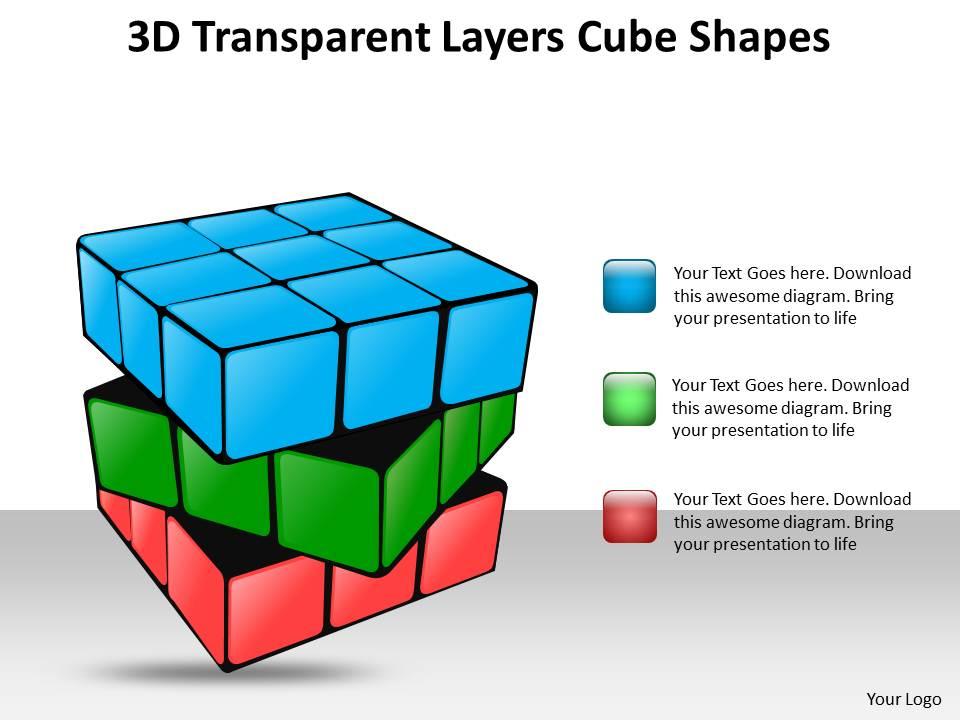 3d transparent layers cube shapes 16 Slide01