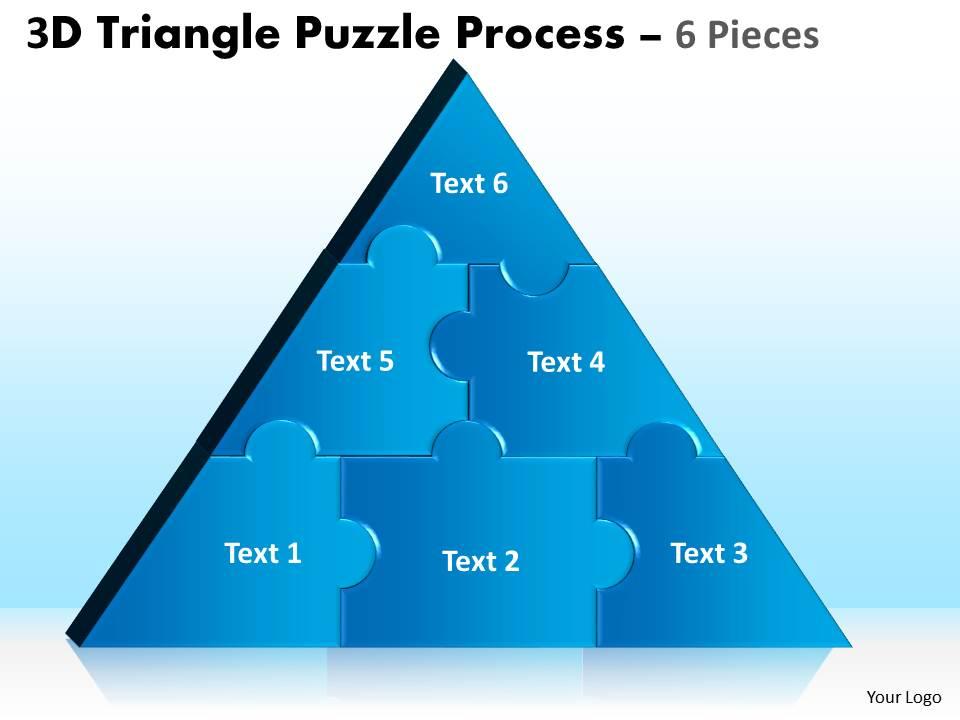 3d triangle puzzle process 6 pieces powerpoint slides 98 Slide01