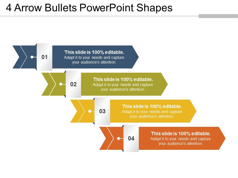 4 arrow bullets powerpoint shapes Slide01