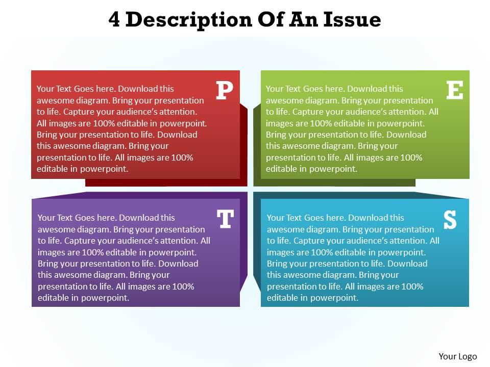 4 description of an issue pest analysis powerpoint diagram templates graphics 712 Slide01