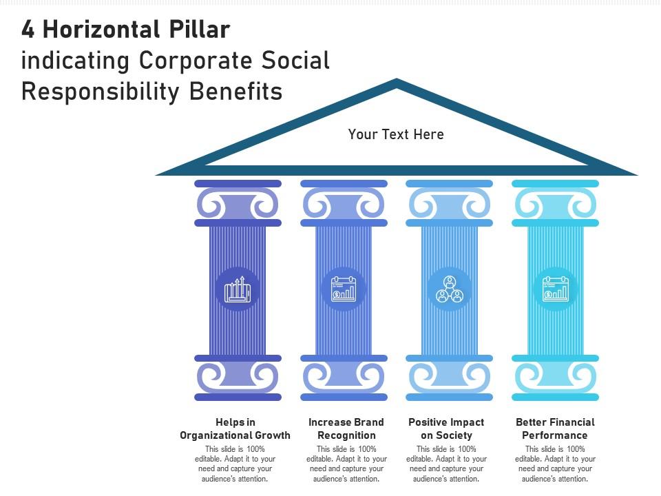4 Horizontal Pillar Indicating Corporate Social Responsibility Benefits