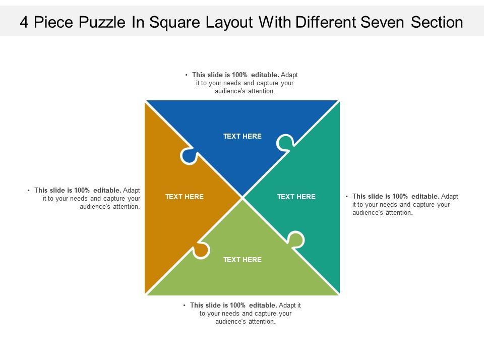 4 piece puzzle in square layout with different seven section Slide01