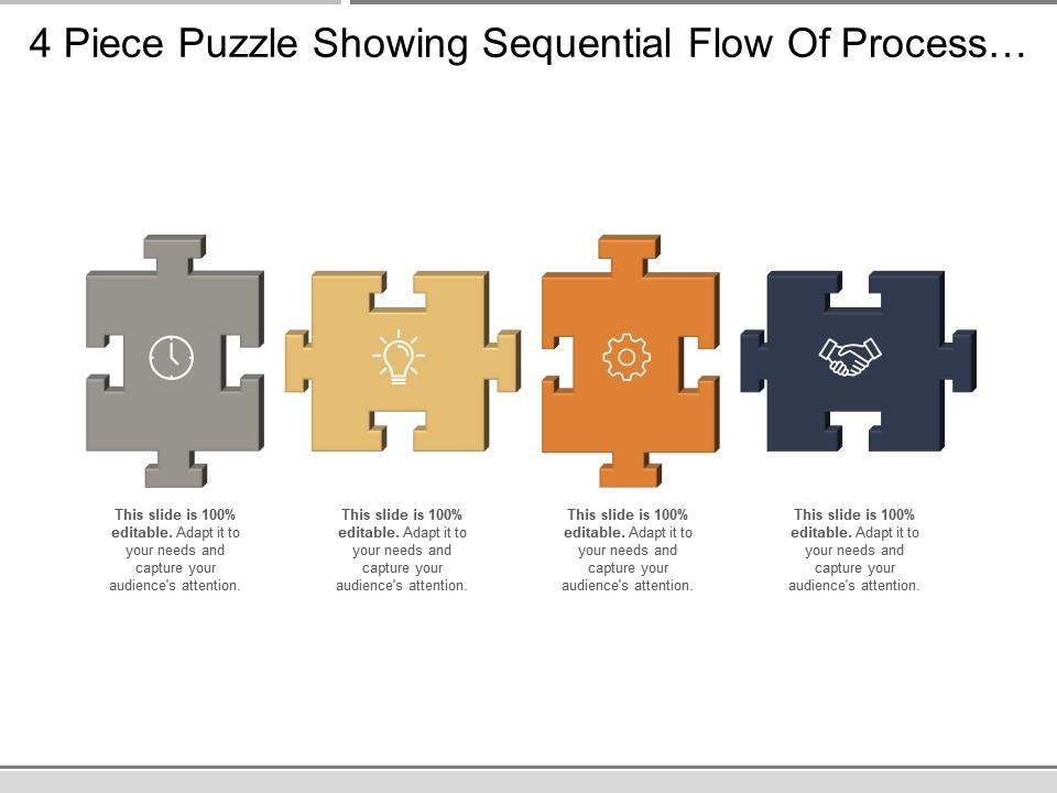 4 piece puzzle showing sequential flow of process with respective icon Slide00