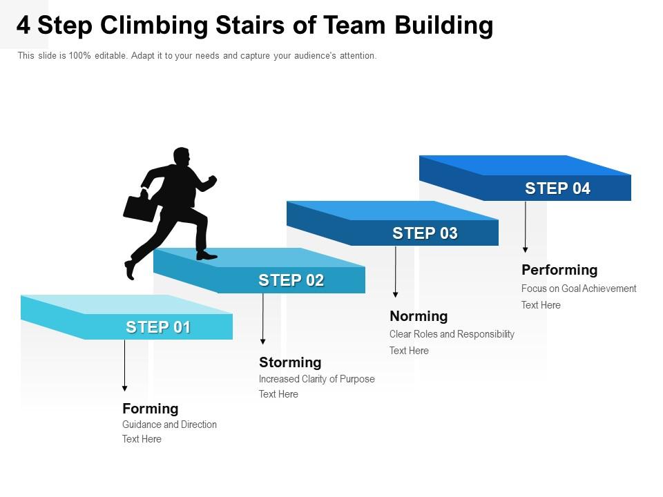 4 Step Climbing Stairs Of Team Building PowerPoint Templates Designs
