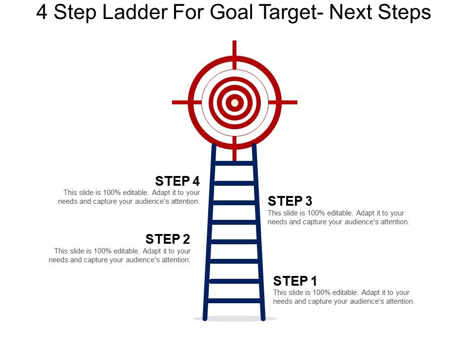 4 step ladder for goal target next steps powerpoint guide Slide00
