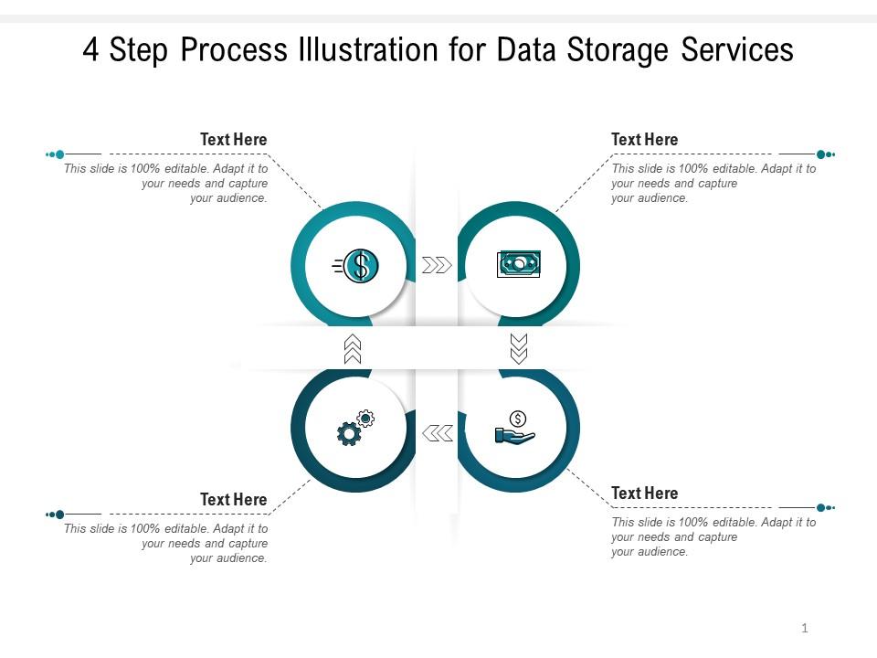 4 step process illustration for data storage services infographic template