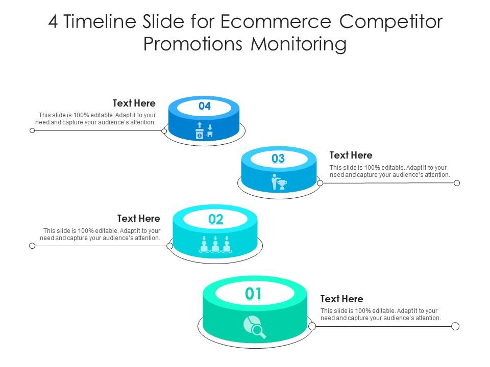 4 timeline slide for ecommerce competitor promotions monitoring infographic template