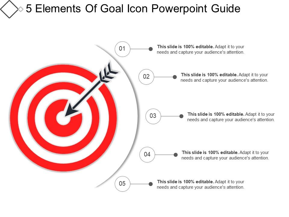5 Elements Of Goal Icon Powerpoint Guide Presentation PowerPoint