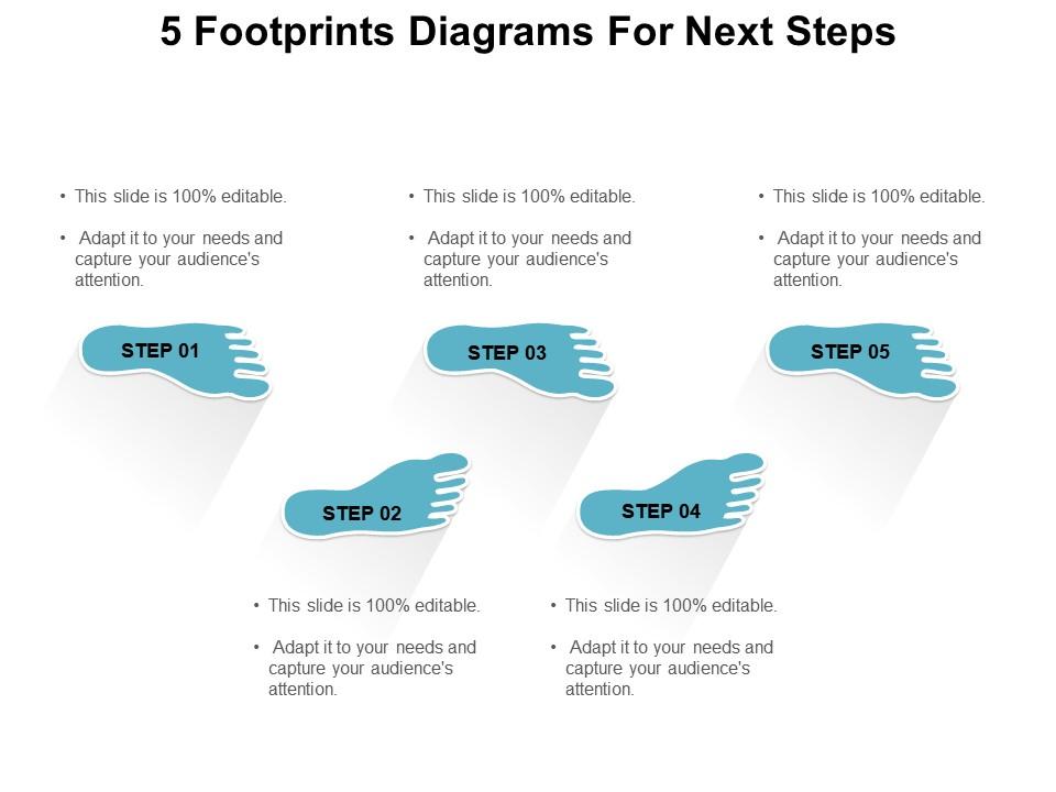 5 footprints diagrams for next steps powerpoint show Slide01